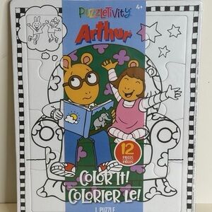 PBS Arthur DW Color Your Own Puzzle 12 Piece NEW